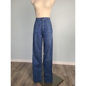 VTG Rocky Mountain Rockies Sz 28 7 Denim Jeans Western High Rise Blue Pleated